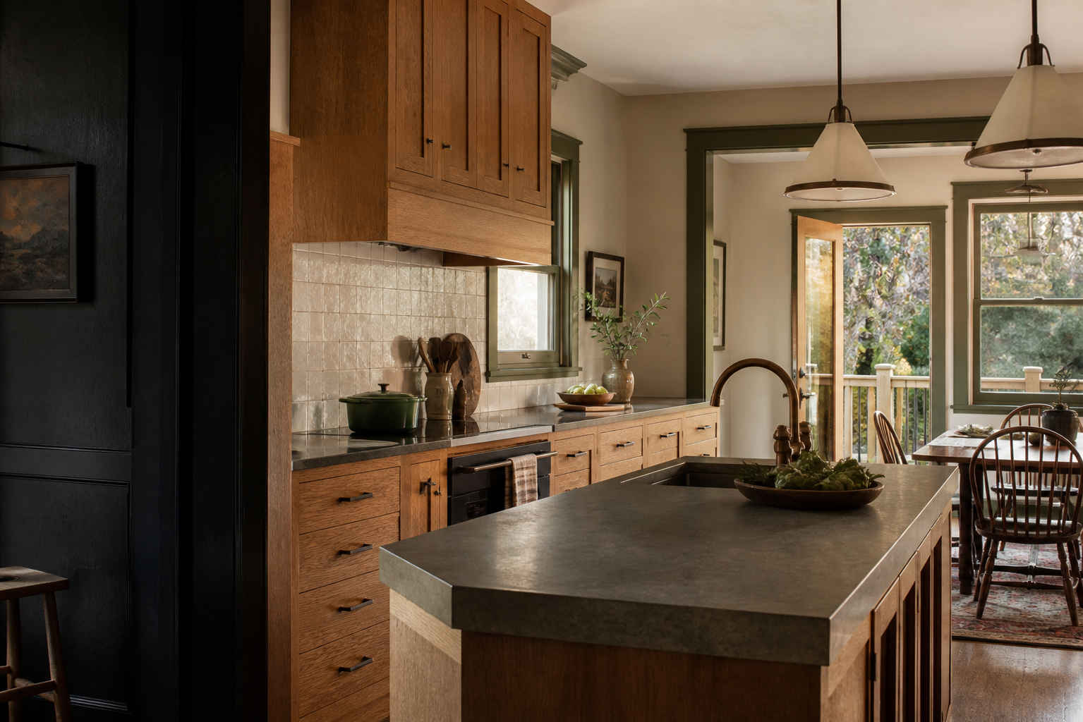 Concept visualization of a warm wood kitchen renovation